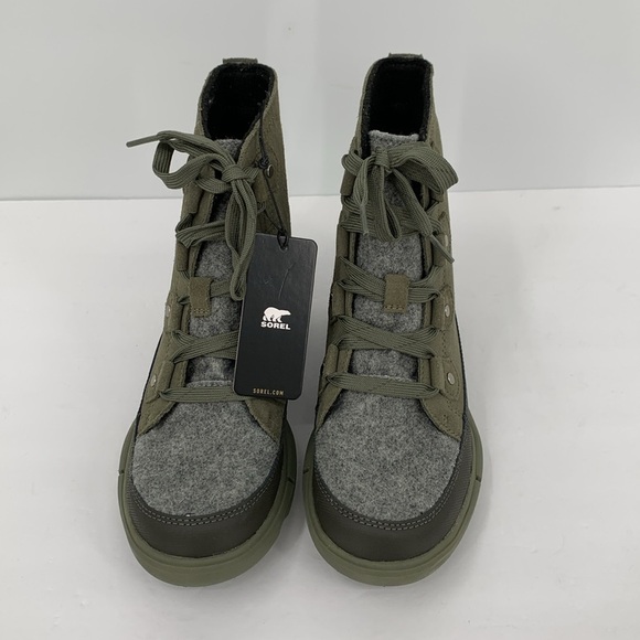 Sorel Explorer II Joan winter waterproof ankle boots olive green gray tie new 6 - Picture 3 of 6